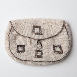 Small Vintage Beaded Coin Purse Small Buttoned Pouch Made in Germany 4"x3"